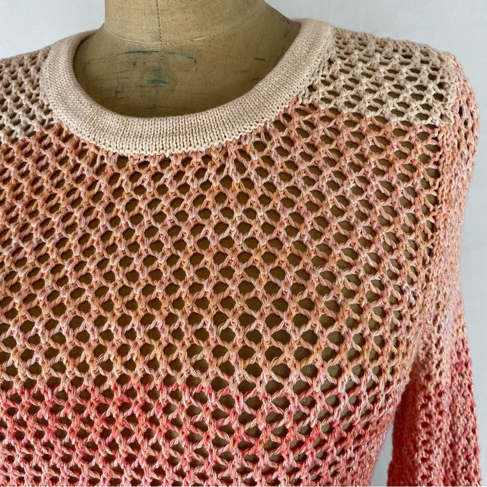 INC Orange Ombré Metallic Detail Loose Knit Sweater Size S - Picture 4 of 12